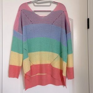 Red Dress Fable Rainbow Knit Sweater S/M